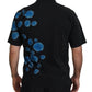 Black Cotton Short Sleeves Collared T-shirt