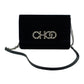Navy Blue Leather And Satin Shoulder Bag
