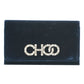 Navy Blue Leather And Satin Shoulder Bag
