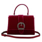 Pink Leather and Satin Top Handle Shoulder Bag