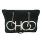 Black Leather and fabric Tote Shoulder Bag
