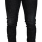 Black Washed Low Waist Skinny Men Denim Jeans