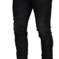 Black Washed Low Waist Skinny Men Denim Jeans
