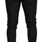 Black Washed Low Waist Skinny Men Denim Jeans
