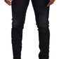 Black Washed Low Waist Skinny Men Denim Jeans