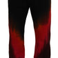 Black Red Cotton Logo Print Casual Pants