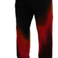 Black Red Cotton Logo Print Casual Pants