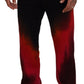 Black Red Cotton Logo Print Casual Pants