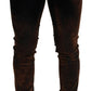 Brown Washed Cotton Skinny Casual Denim Jeans