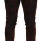 Brown Washed Cotton Skinny Casual Denim Jeans