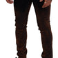 Brown Washed Cotton Skinny Casual Denim Jeans