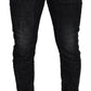 Black Washed Cotton Skinny Casual Men Denim Jeans