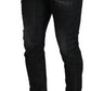 Black Washed Cotton Skinny Casual Men Denim Jeans