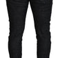 Black Washed Cotton Skinny Casual Men Denim Jeans