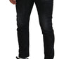 Black Washed Cotton Skinny Casual Men Denim Jeans