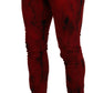 Red Cotton Tie Dye Skinny Casual Men Denim Jeans