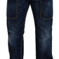 Blue Washed Cotton Cargo Casual Men Denim Jeans