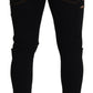 Black Cotton Tattered Skinny Casual Denim Jeans