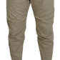 Beige Cotton Printed Leg Men Casual Pants