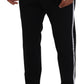 Back White Lined Side Wool Tapered Pants