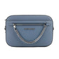 Jet Set East West Large Denim Leather Zip Chain Crossbody Bag