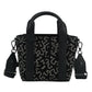 Black Leather and Canvas Small Tote Bag