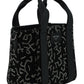 Black Leather and Canvas Small Tote Bag