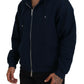 Blue Cotton Hooded Full Zip Men Jacket Sweater