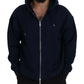 Blue Cotton Hooded Full Zip Men Jacket Sweater