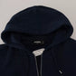 Blue Cotton Hooded Full Zip Men Jacket Sweater