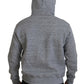 Gray Cotton Hooded Printed Men Pullover Sweater