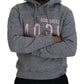 Gray Cotton Hooded Printed Men Pullover Sweater
