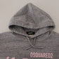 Gray Cotton Hooded Printed Men Pullover Sweater