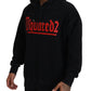 Black Cotton Hooded Printed Men Pullover Sweater