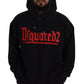 Black Cotton Hooded Printed Men Pullover Sweater