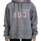 Gray Logo Printed Hooded Women Long Sleeve Sweater
