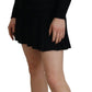 Black Viscose Long Sleeves Cut Out Mini Dress