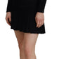 Black Viscose Long Sleeves Cut Out Mini Dress