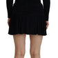 Black Viscose Long Sleeves Cut Out Mini Dress