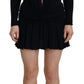 Black Viscose Long Sleeves Cut Out Mini Dress