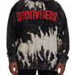 Gray Wash Hooded Printed Men Pullover Sweater