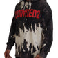 Gray Wash Hooded Printed Men Pullover Sweater