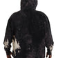 Gray Wash Hooded Printed Men Pullover Sweater