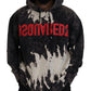 Gray Wash Hooded Printed Men Pullover Sweater