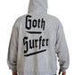 Gray Hooded Printed Crystal Embellishment Sweater