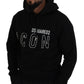 Black Cotton Hooded Printed Men Pullover Sweater