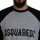 Two Tone Printed Long Sleeves Crew Neck T-shirt