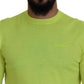 Yellow Green Long Sleeves Men Pullover Sweater