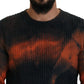 Black Orange Cotton Tie Dye Men Pullover Sweater