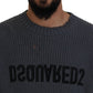 Gray Men Tattered Knitted Pullover Sweater